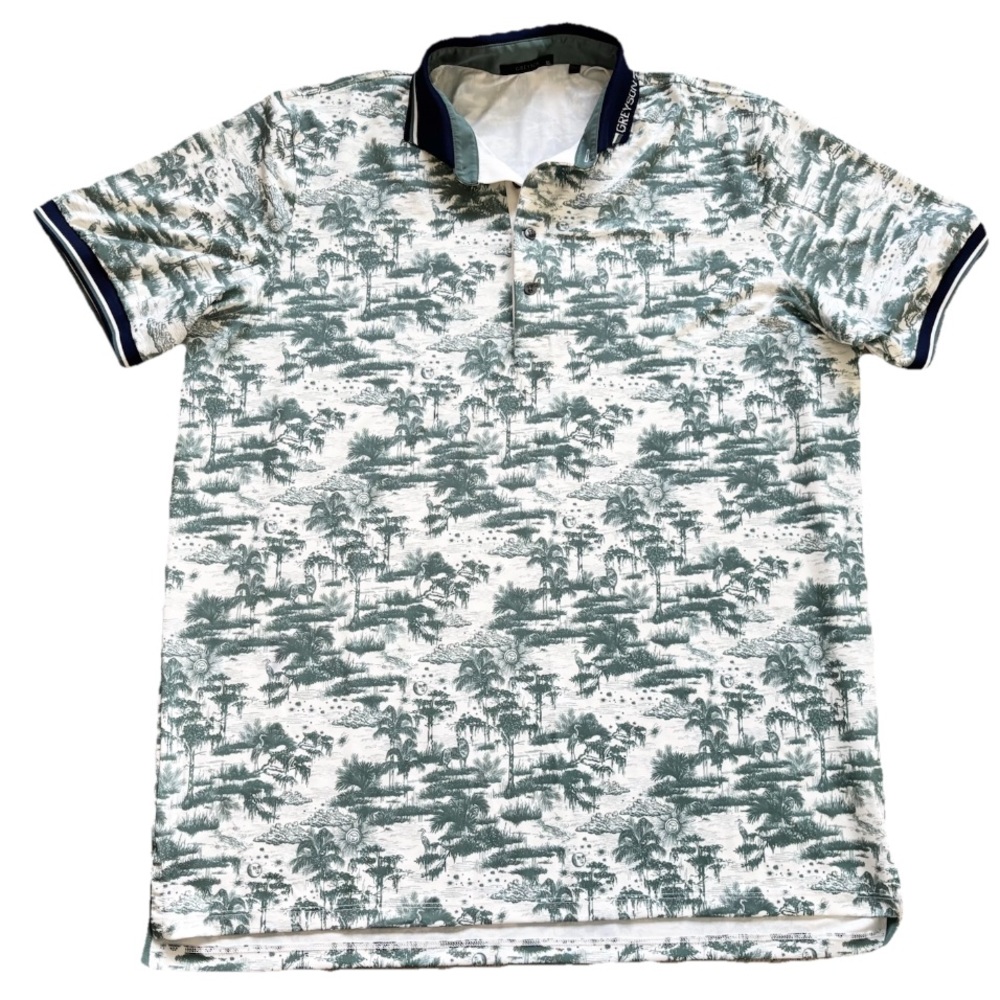 Greyson Golf Shirt - Mystic Marsh Toile Polo XL Novelty Artsy Casual Swamp